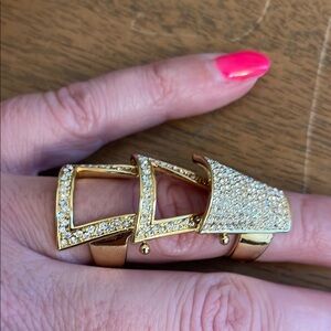 CC Skye Crystal Rhinestone Flexible Ring Size 6ish